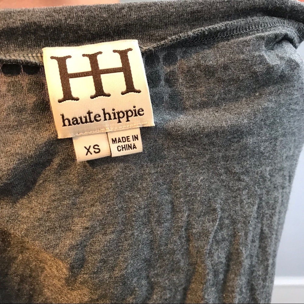 Haute Hippie Grey Embellished Studded Shirt Top - Picture 6 of 8